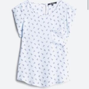 Alice Blue XXL Baby Blue Microfloral Botanical Print Blouse Top